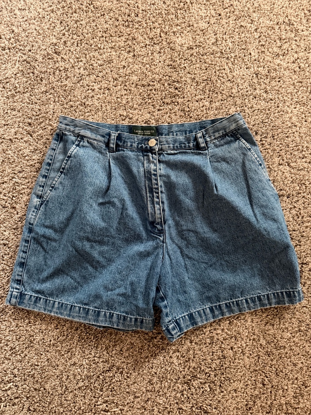 Ralph Lauren Mid-Blue Denim High-Waist Jean Shorts